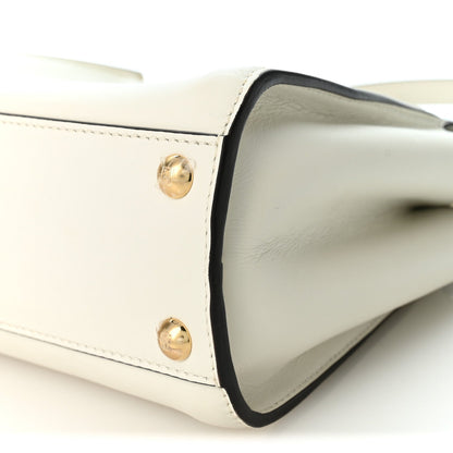Fendi Vitello Seta Canvas FF Mini Peekaboo Iconic Satchel Uovo Sigaro Marrone
