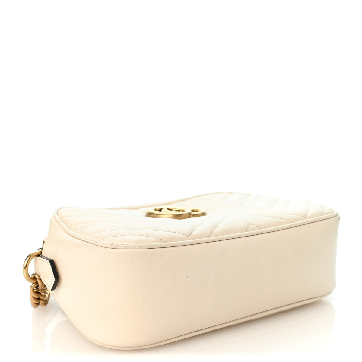 Gucci Calfskin Matelasse Small GG Marmont Shoulder Bag White