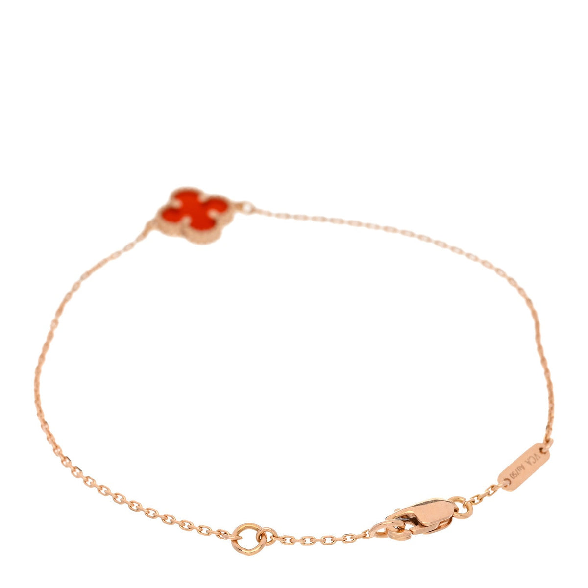 Van Cleef & Arpels 18K Rose Gold Carnelian Sweet Alhambra Bracelet
