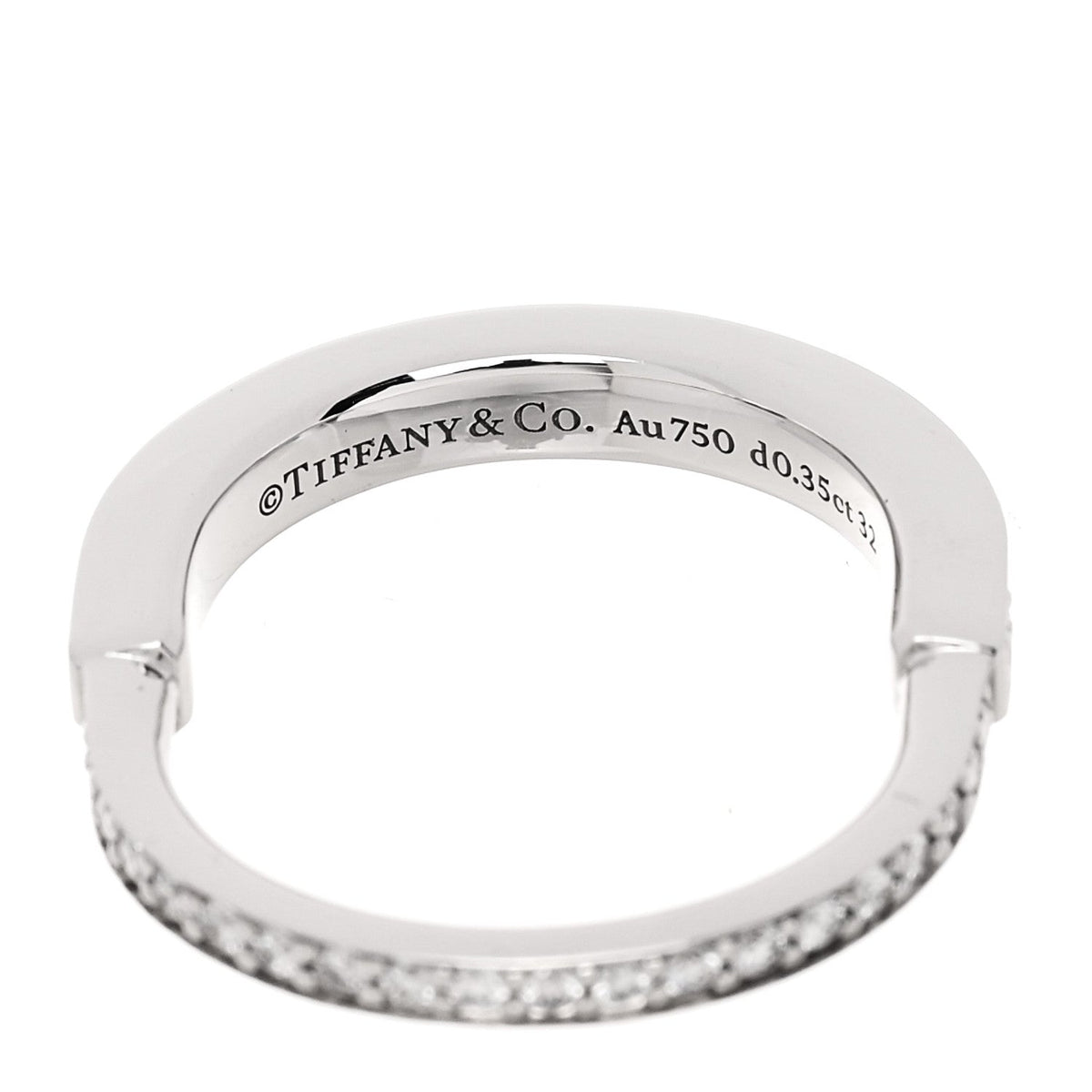 Tiffany 18K White Gold Diamond Lock Pave Ring 49 5