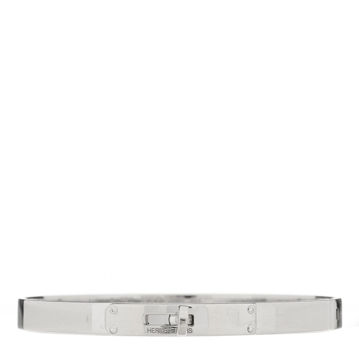 Hermes 18K White Gold Diamond PM Kelly Bracelet ST