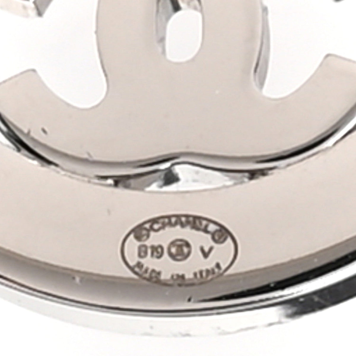 Chanel Crystal CC Round Earrings Silver