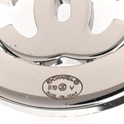 Chanel Crystal CC Round Earrings Silver