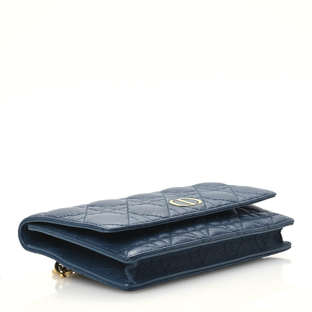 Christian Dior Supple Calfskin Cannage Caro Belt Pouch Steel Blue