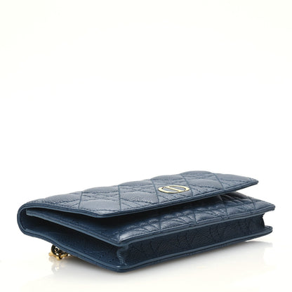 Christian Dior Supple Calfskin Cannage Caro Belt Pouch Steel Blue