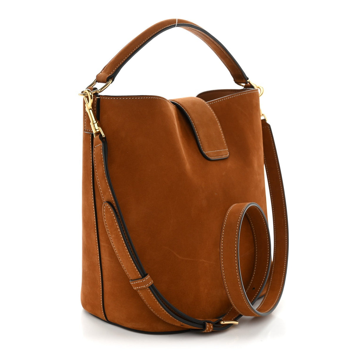 Celine Suede Calfskin Triomphe Medium Louise Bag Pecan