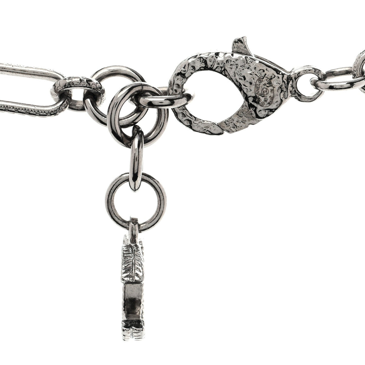 Chanel Gripoix Poured Glass Pearl CC Necklace Silver