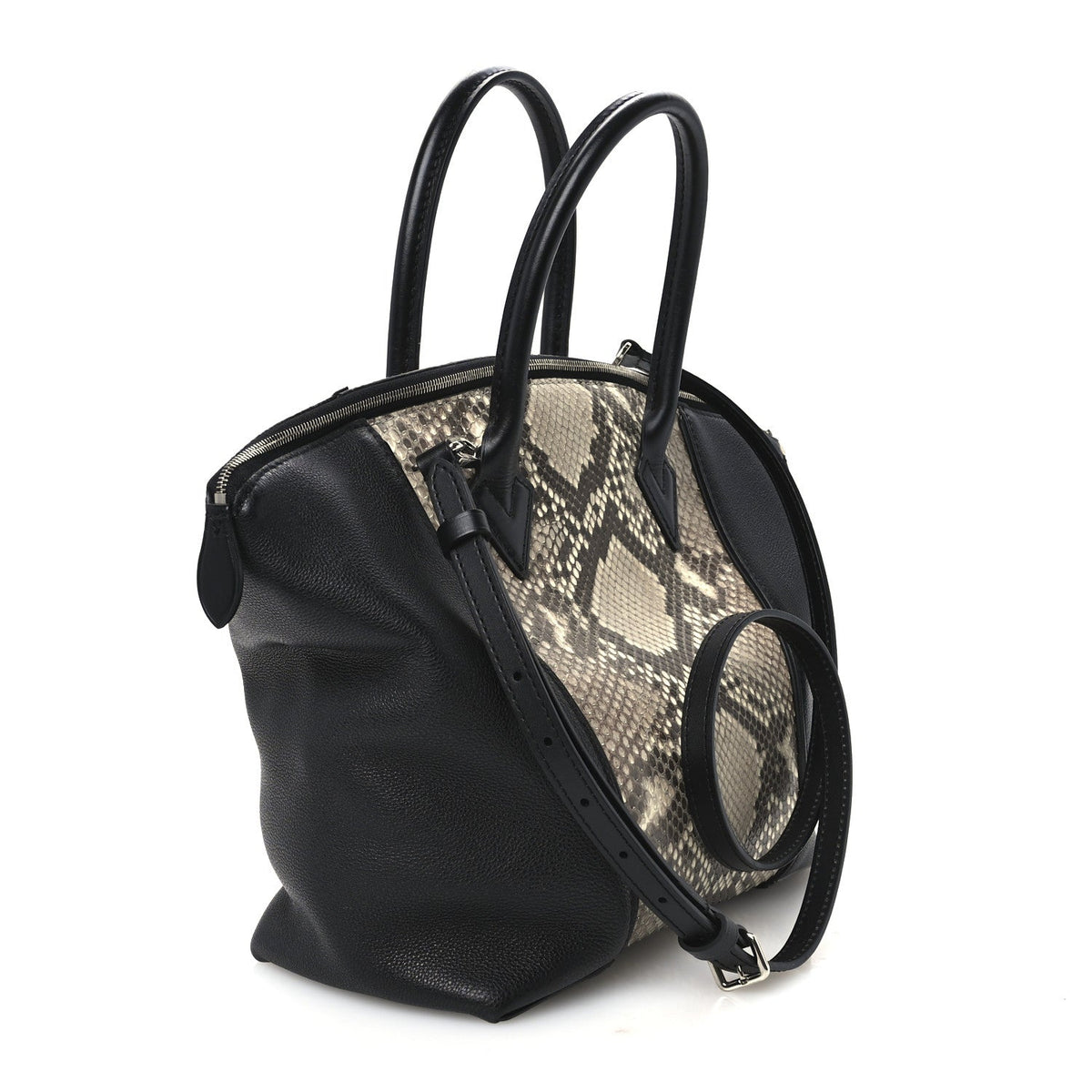 Louis Vuitton Snakeskin Soft Lockit PM Tote Bag Black