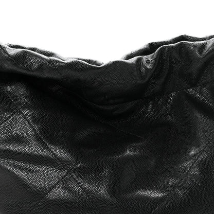 Chanel Shiny Caviar Quilted Monochrome Small 22 Shoulder Bag Black