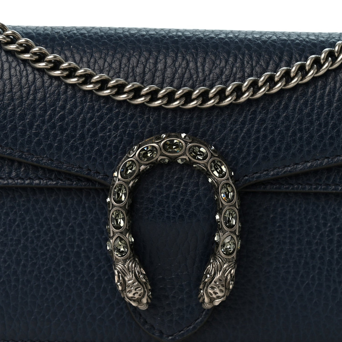 Gucci Dollar Calfskin Crystal Super Mini Dionysus Shoulder Bag Blue Agata