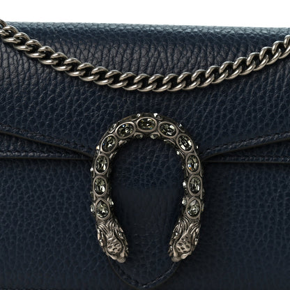 Gucci Dollar Calfskin Crystal Super Mini Dionysus Shoulder Bag Blue Agata