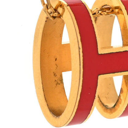 Hermes Lacquered Gold Pop H Pendant Necklace Rouge Vif