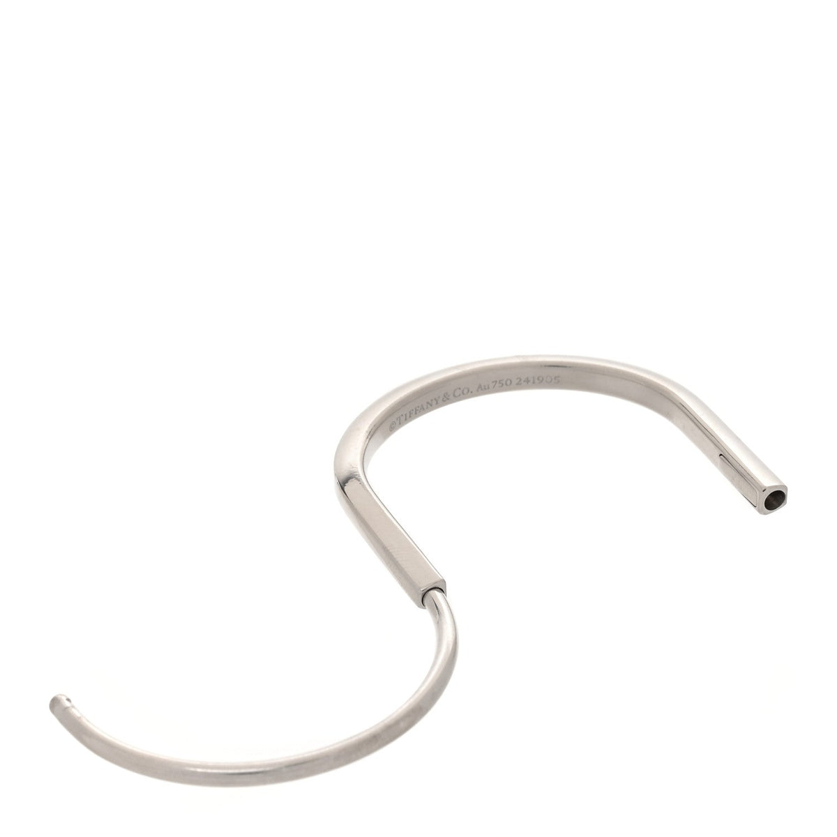 Tiffany 18K White Gold Lock Narrow Bangle Bracelet