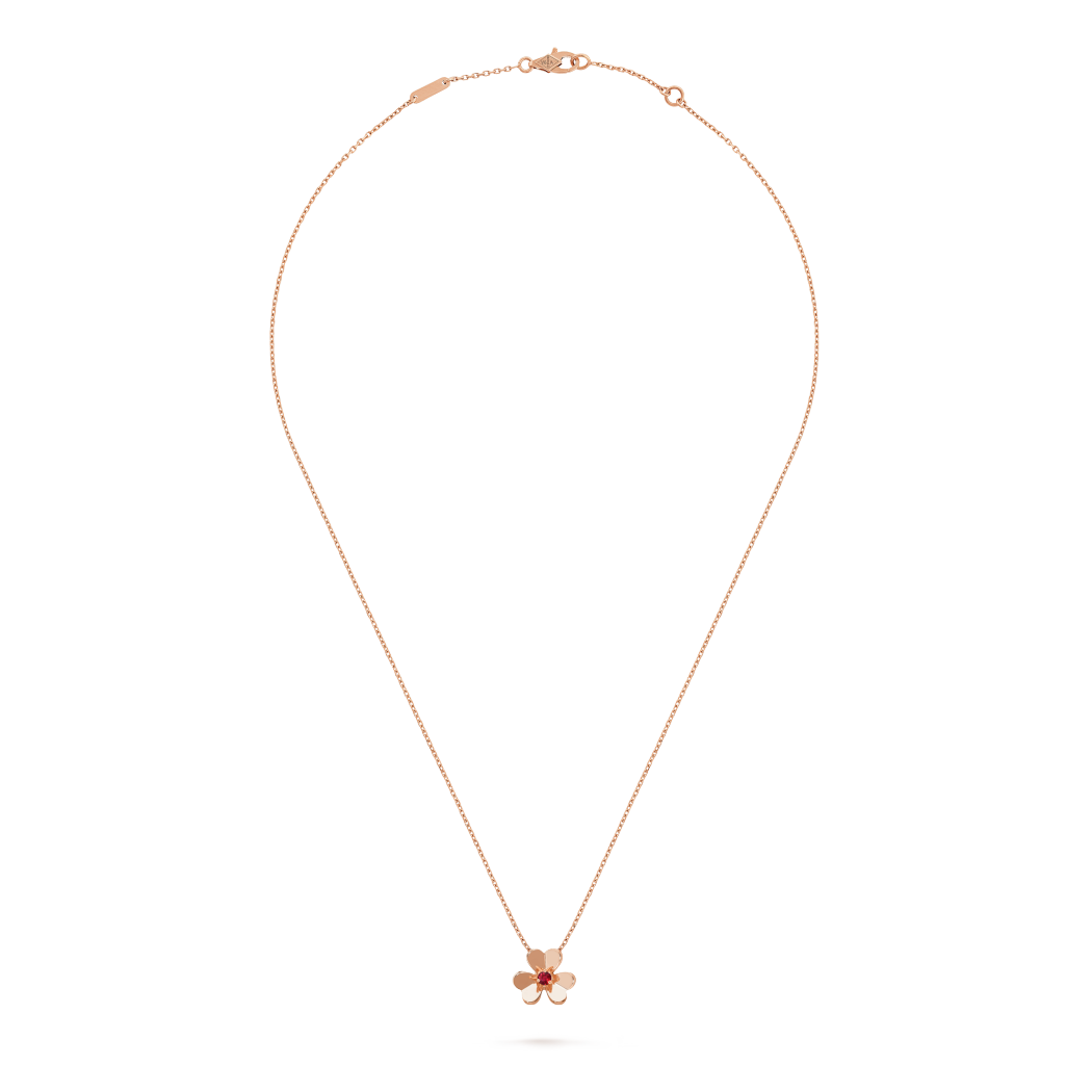 18K Rose Gold Ruby VCA Frivole Mini Pendant