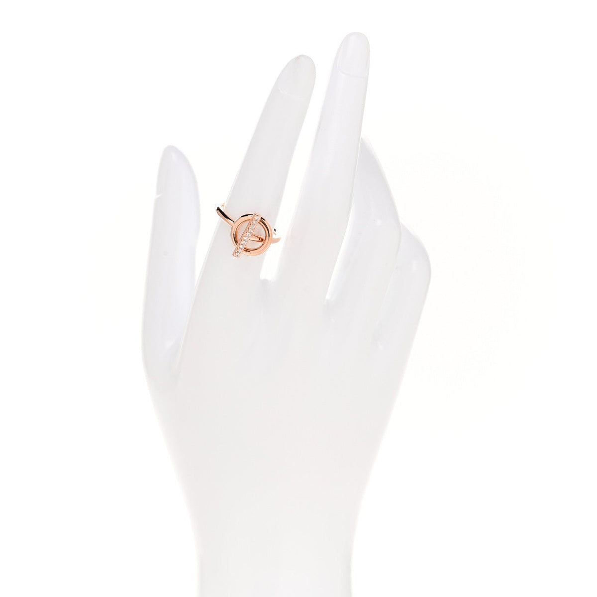 Hermes 18K Rose Gold Diamond PM Echappee Ring 52 6