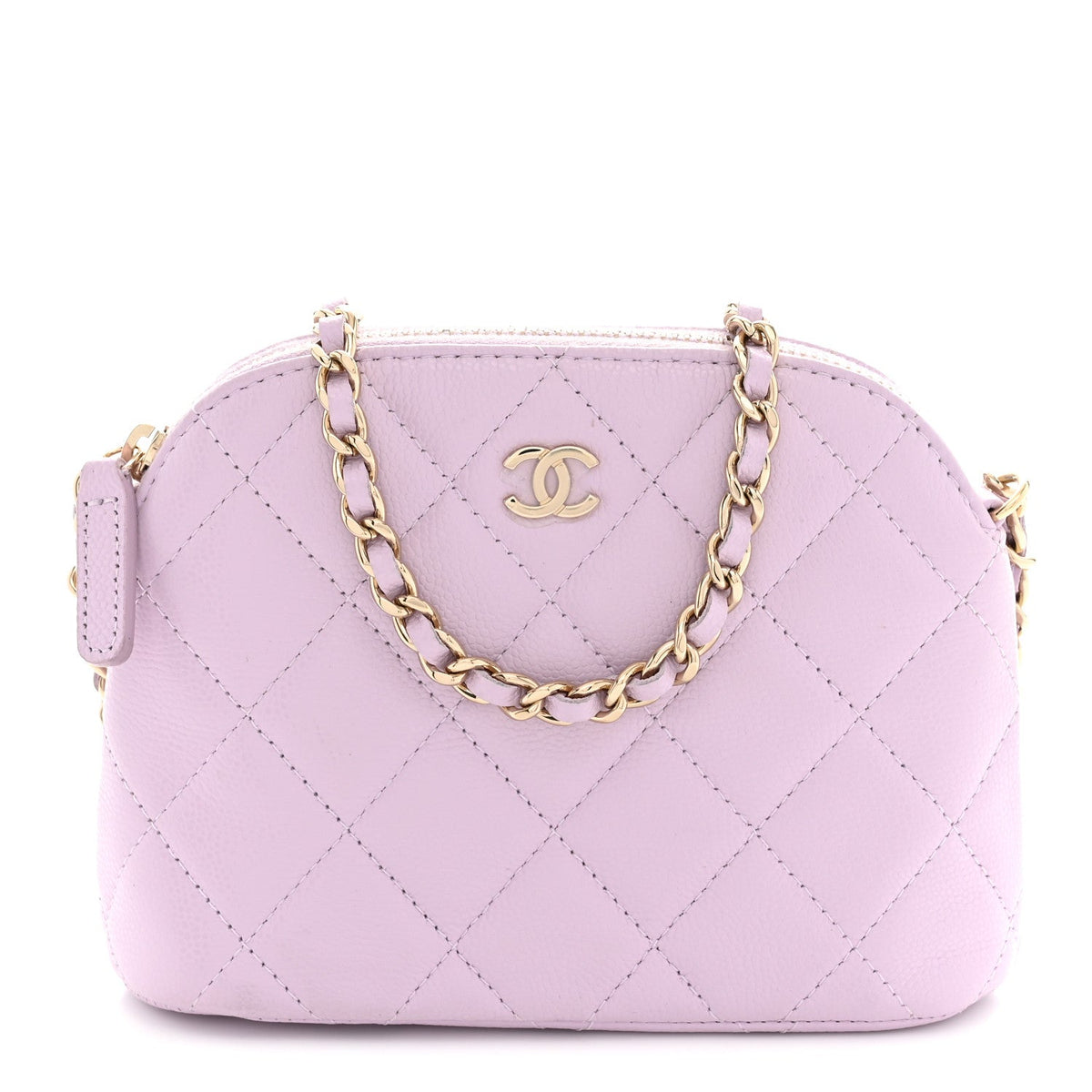 Chanel Caviar Quilted Mini Classic Clutch With Chain Light Purple