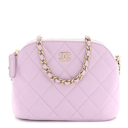 Chanel Caviar Quilted Mini Classic Clutch With Chain Light Purple