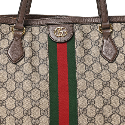 Gucci GG Supreme Monogram Medium Ophidia Shopping Tote Brown