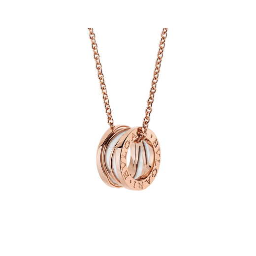 Bulgari 18K Rose Gold White Ceramic B.zero1 Necklace