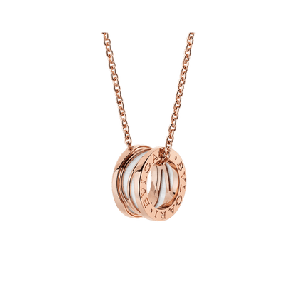 Bulgari 18K Rose Gold White Ceramic B.zero1 Necklace