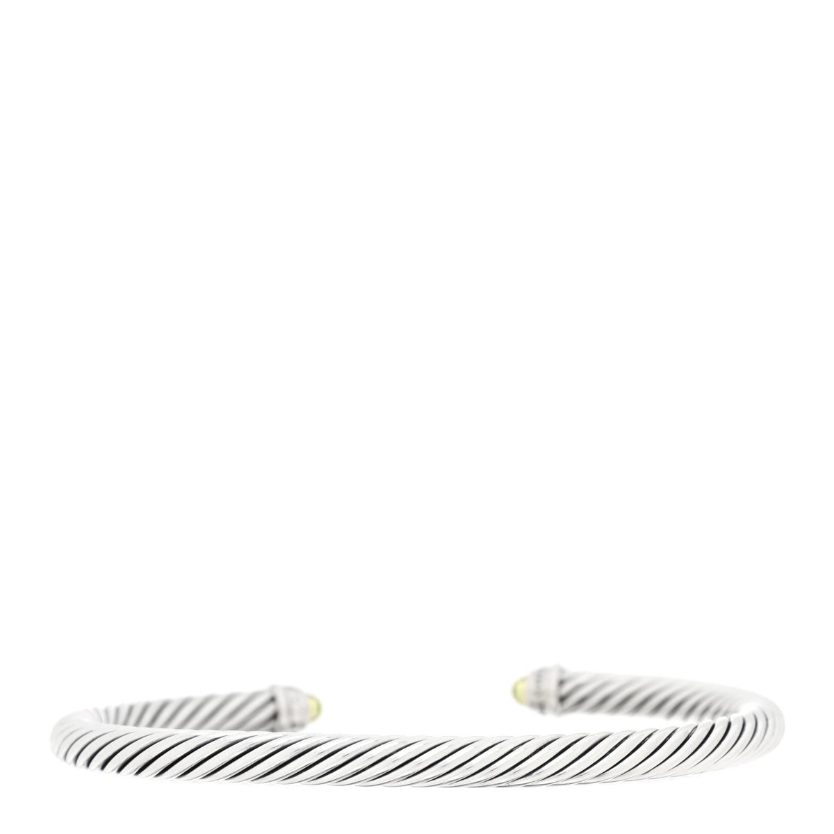 David Yurman Sterling Silver Diamond Peridot 5mm Cable Classics Bracelet
