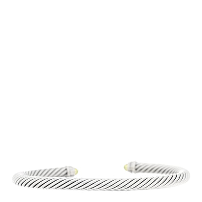 David Yurman Sterling Silver Diamond Peridot 5mm Cable Classics Bracelet