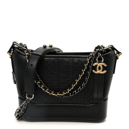 Chanel Snakeskin Patent Calfskin Small Gabrielle Hobo Black 1841660