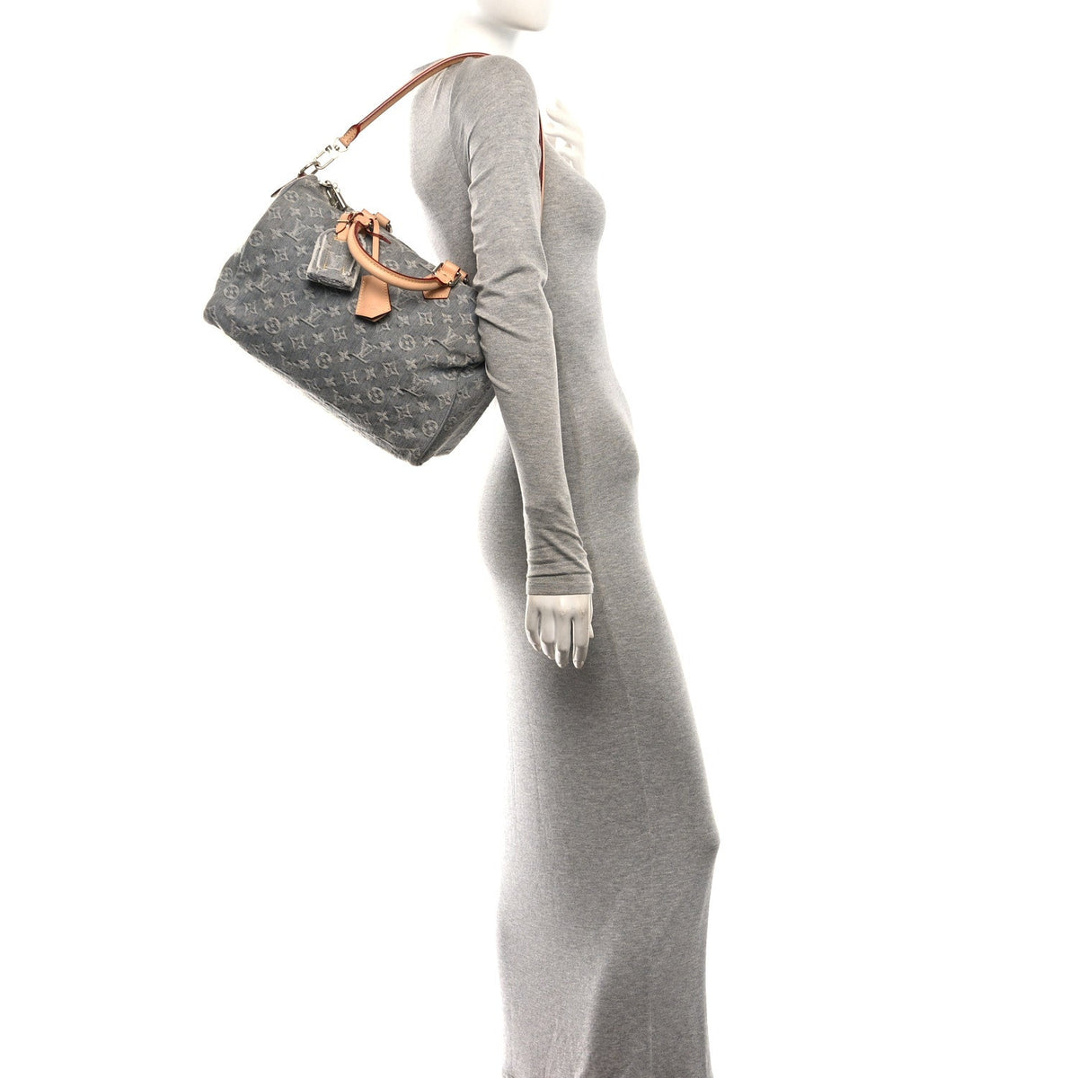 Louis Vuitton Monogram Denim Speedy Soft 30 Washed Gray