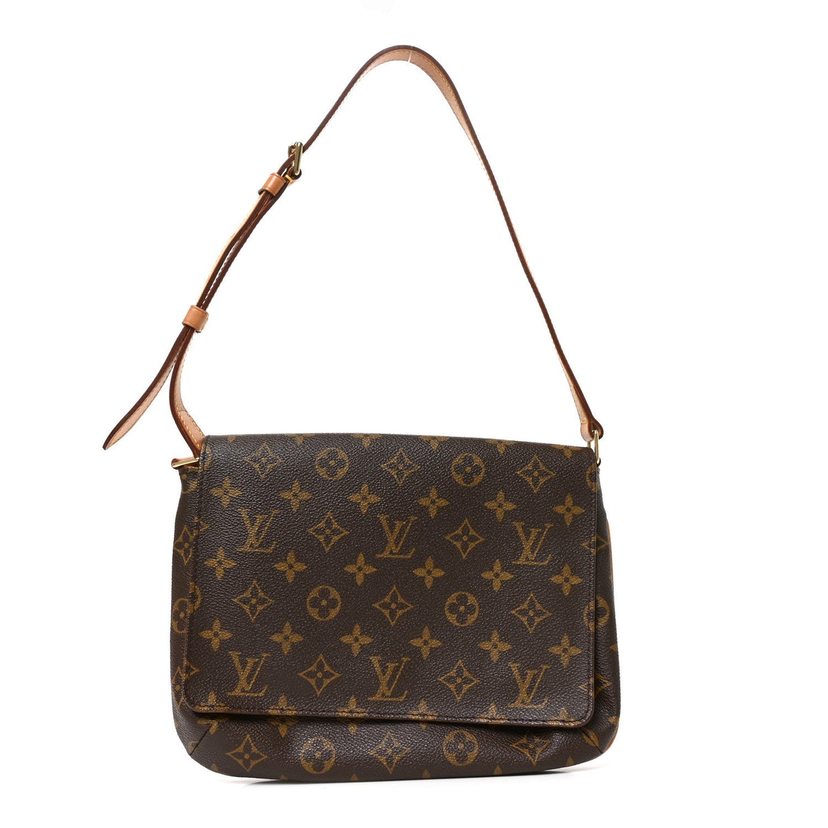 Louis Vuitton Monogram Coated Canvas Musette Tango Shoulder Bag Brown