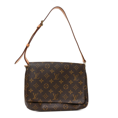Louis Vuitton Monogram Musette Tango Shoulder Bag Brown