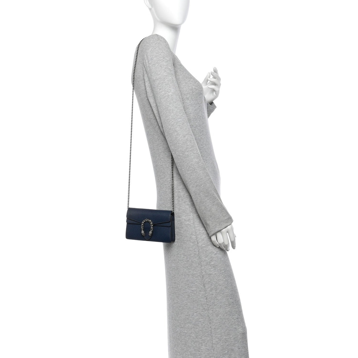 Gucci Dollar Calfskin Crystal Super Mini Dionysus Shoulder Bag Blue Agata