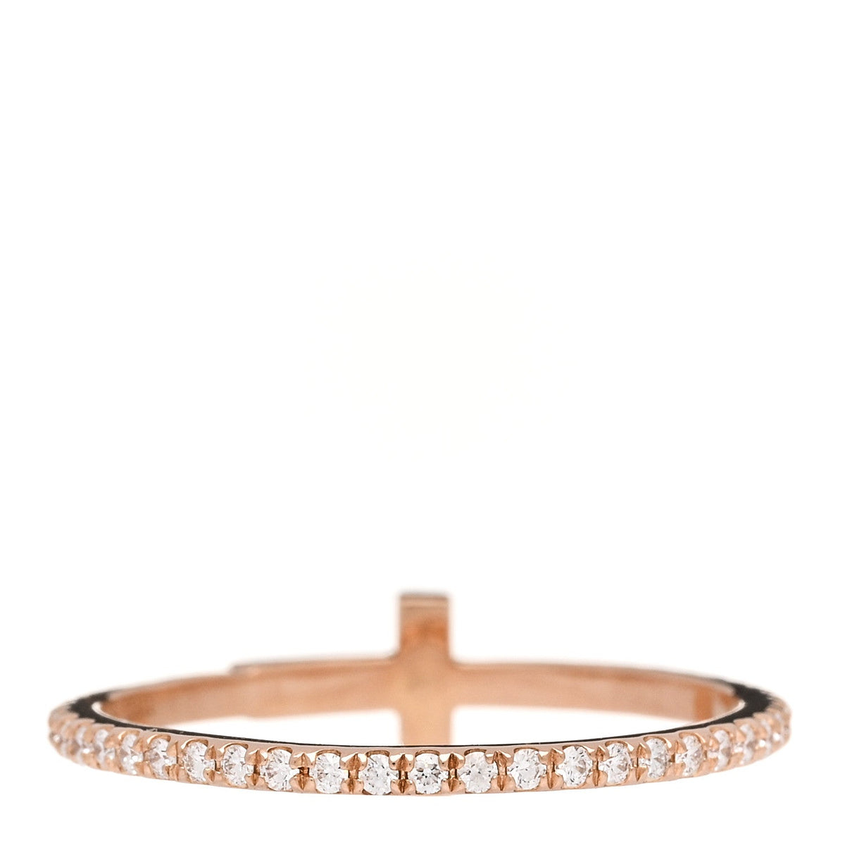 Tiffany 18K Rose Gold Diamond T Wire Pave Ring
