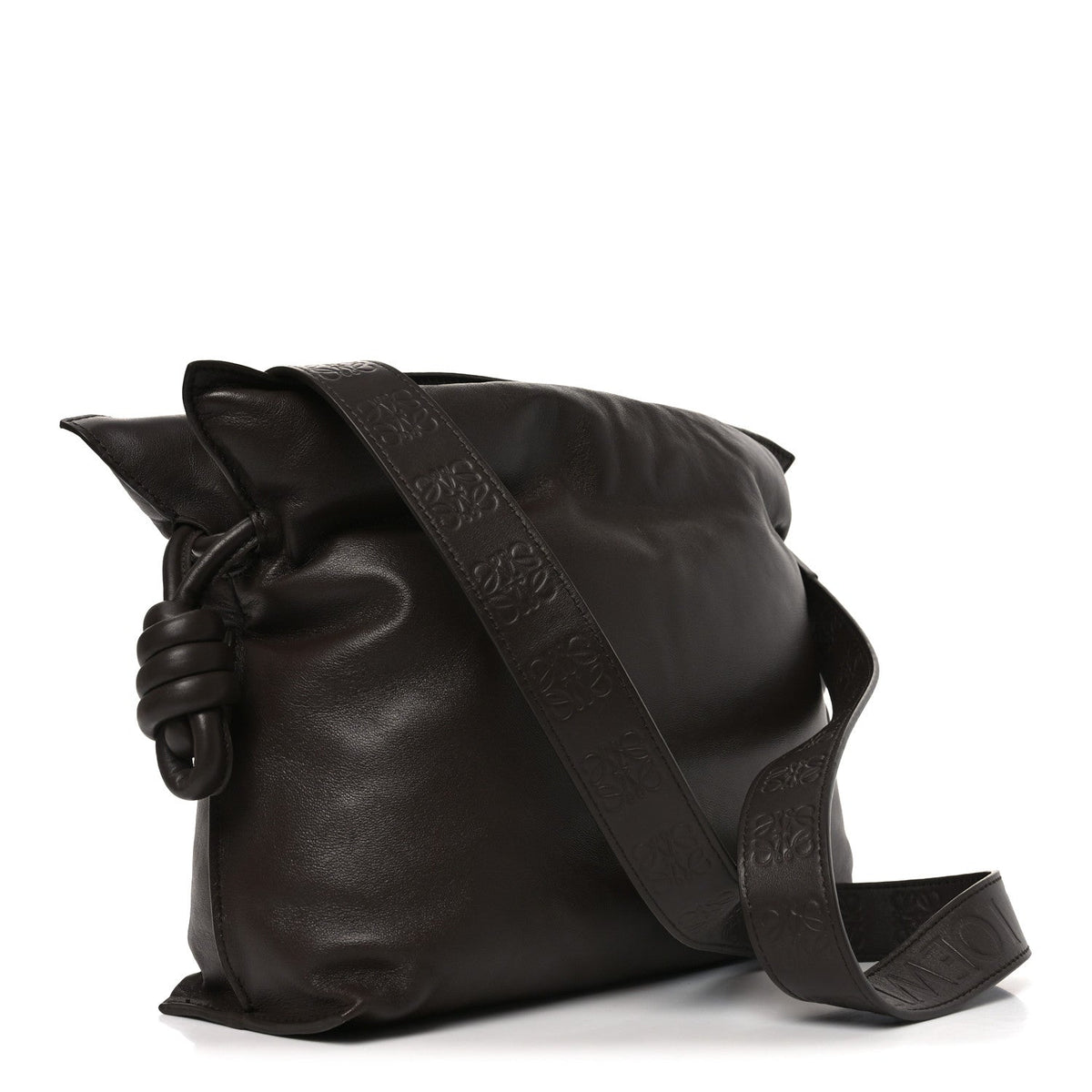 Loewe Calfskin Flamenco Puffer Knot Bag Dark Brown