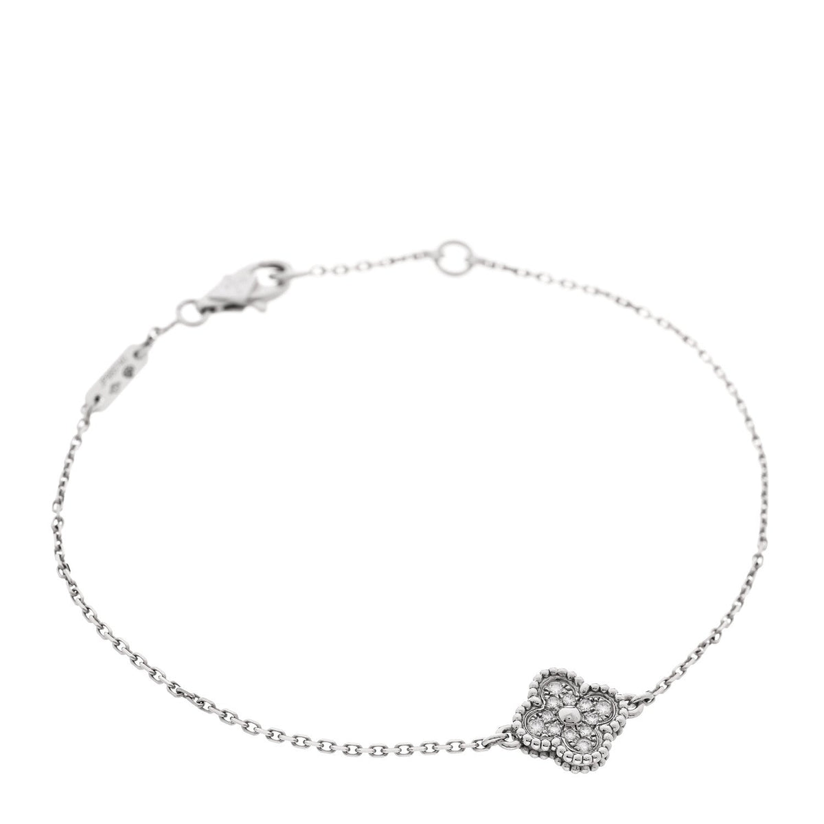 Van Cleef & Arpels 18K White Gold Diamond Sweet Alhambra Bracelet