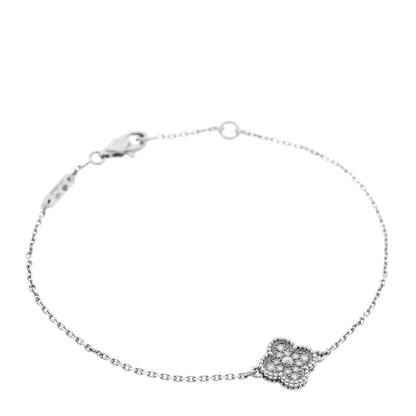 Van Cleef & Arpels 18K White Gold Diamond Sweet Alhambra Bracelet