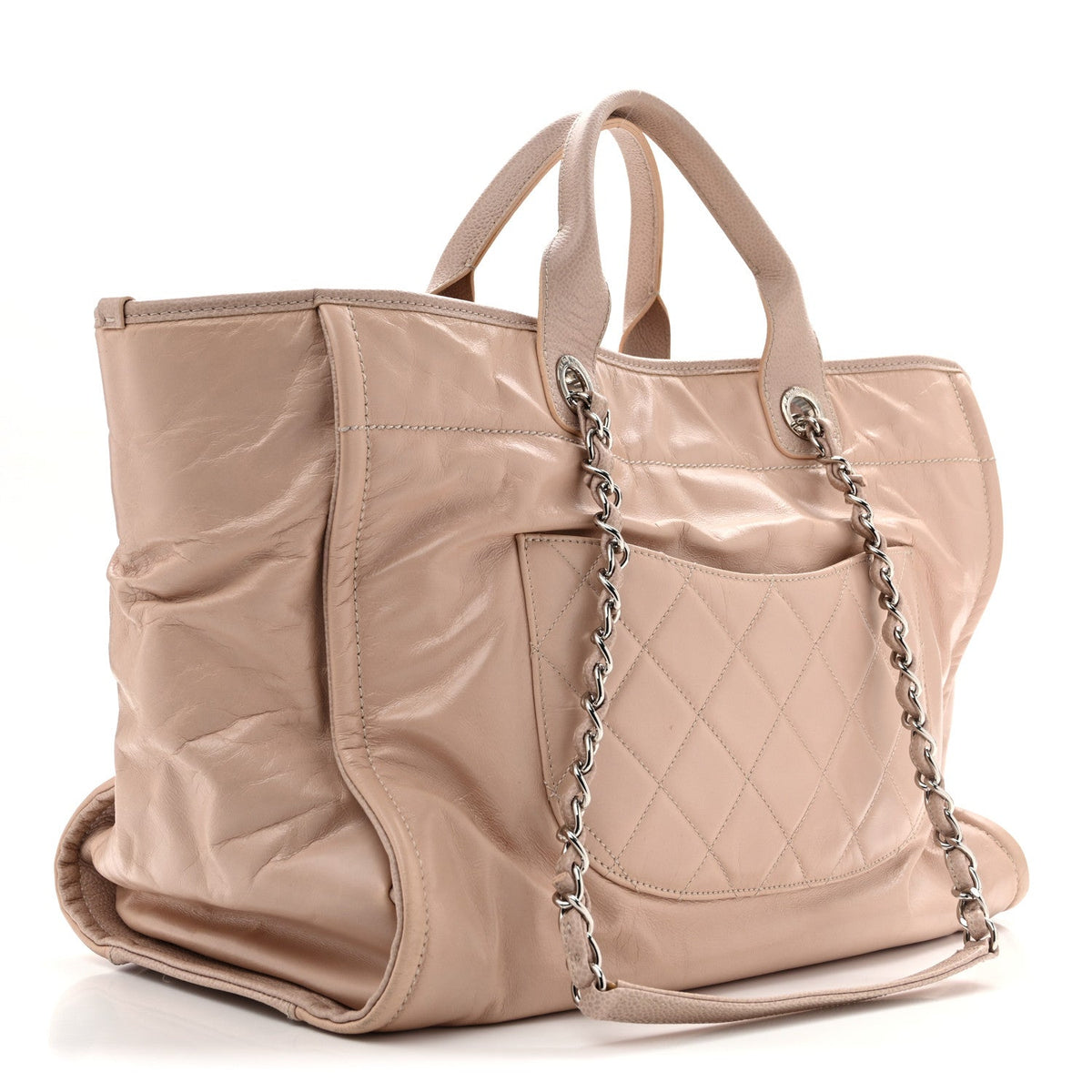 Chanel Glazed Calfskin Medium Deauville Tote Light Pink