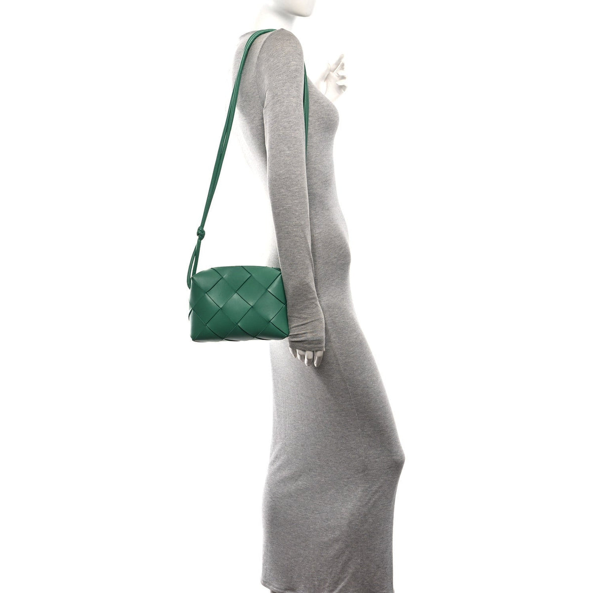 Bottega Veneta Lambskin Maxi Intrecciato Small Cassette Camera Bag Mermaid