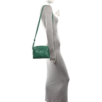 Bottega Veneta Lambskin Maxi Intrecciato Small Cassette Camera Bag Mermaid