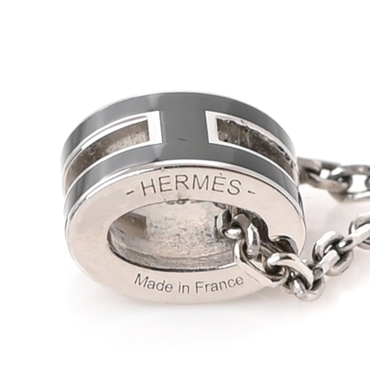 Hermes Lacquered Palladium Mini Pop H Pendant Necklace Black