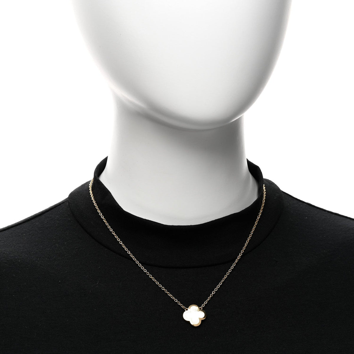 Van Cleef & Arpels 18K Yellow Gold Mother of Pearl Pure Alhambra Pendant Necklace 41.9cm