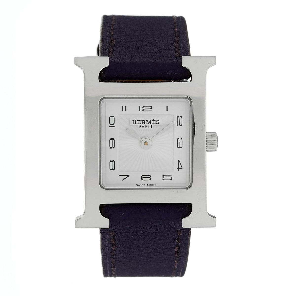 Hermes Stainless Steel Swift 21mm Heure H Quartz Watch Iris