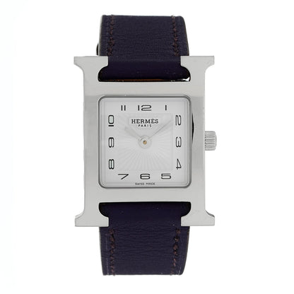 Hermes Stainless Steel Swift 21mm Heure H Quartz Watch Iris