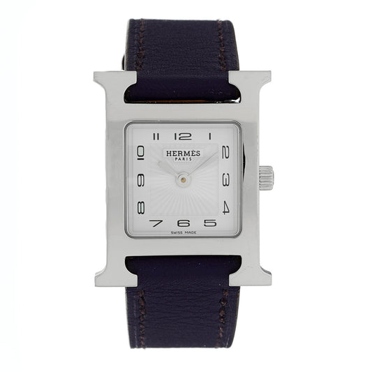Hermes Stainless Steel Swift 21mm Heure H Quartz Watch Iris