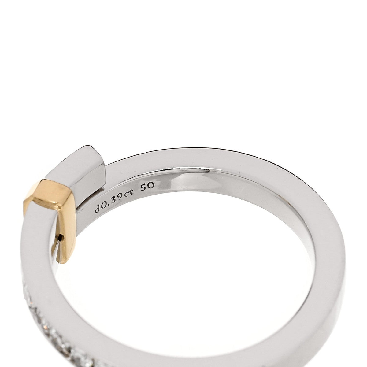 Tiffany 18K Yellow Gold Platinum Diamond Narrow Edge Bypass Ring 50 5.5