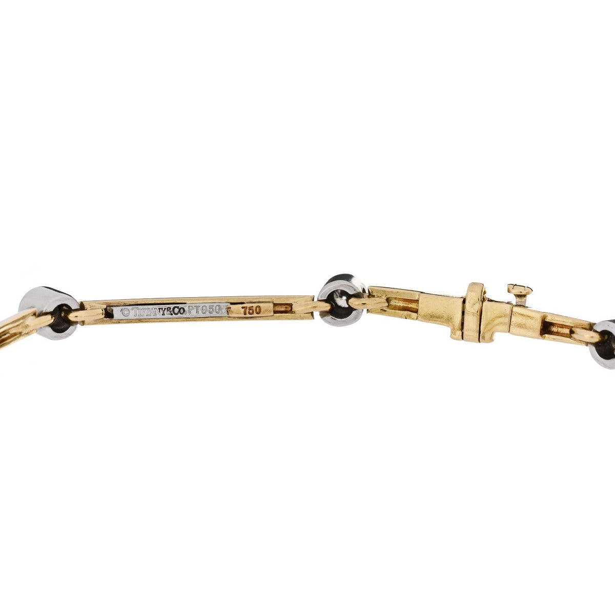 Tiffany 18K Yellow Gold Platinum Diamond 0.32ct Knife Edge Link Bracelet