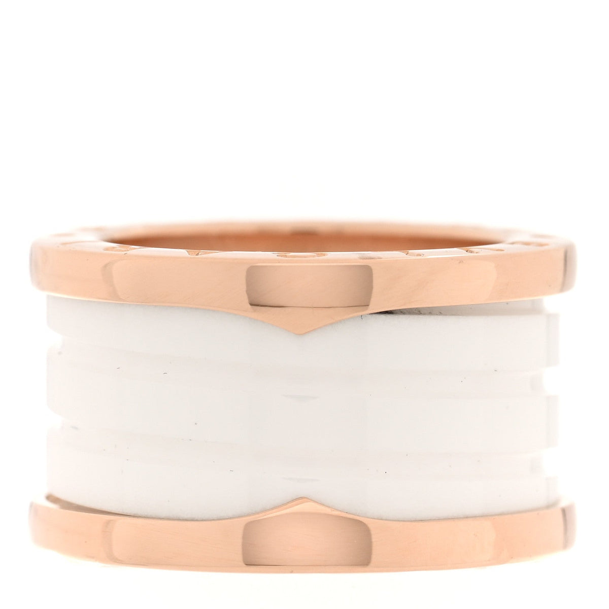 Bulgari 18K Rose Gold White Ceramic B.Zero1 Four-Band Ring 49 5