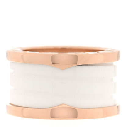 Bulgari 18K Rose Gold White Ceramic B.Zero1 Four-Band Ring 49 5