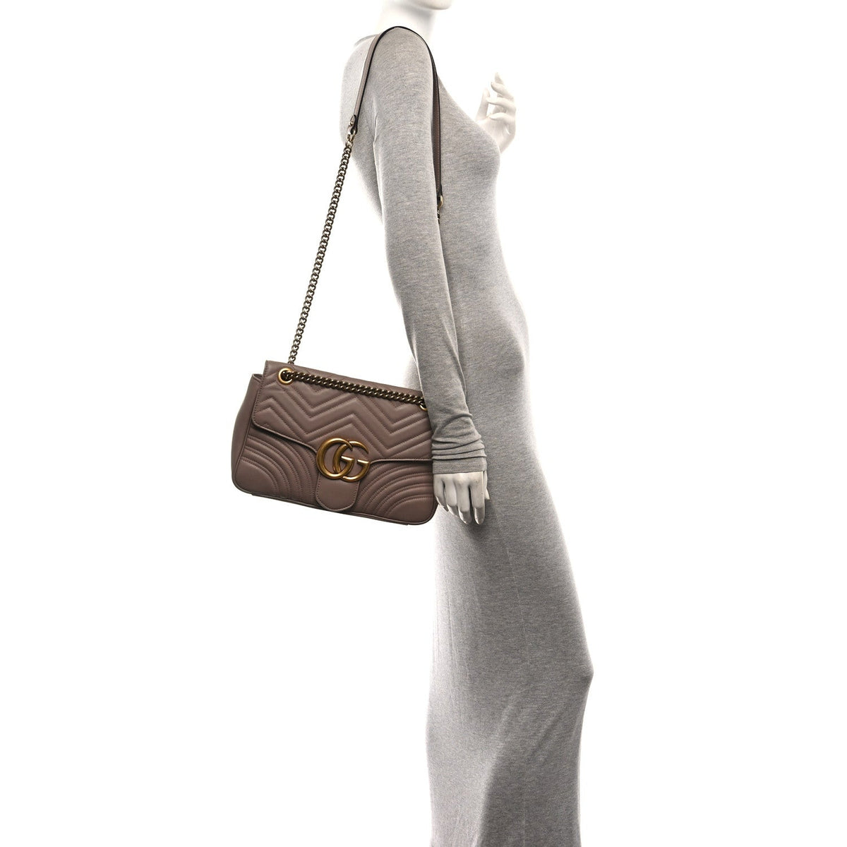 Gucci Calfskin Matelasse Medium GG Marmont Bag Porcelain Rose 1985263