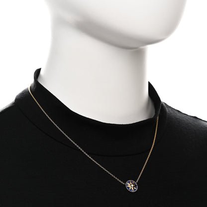 Christian Dior 18K Yellow Gold Diamond Lapis Lazuli Rose Des Vents Necklace