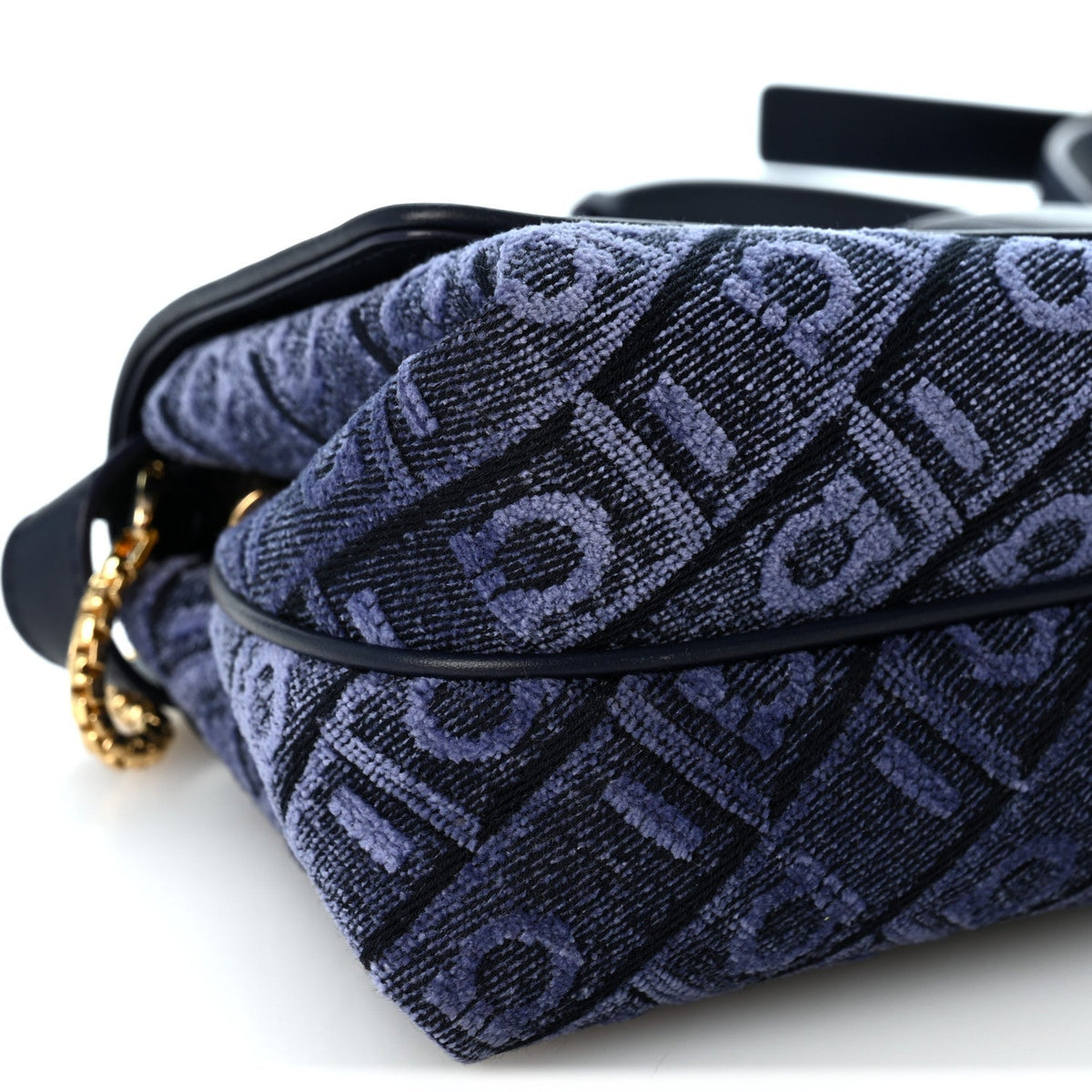 Salvatore Ferragamo Jacquard Small Mia Crossbody Bag Denim Midnight Blue